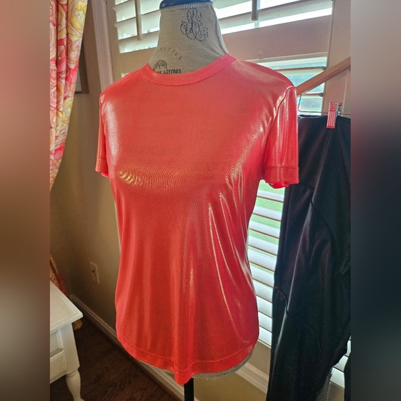 3pc Set Cedric Charlier Metallic Tee Faux Leather Pants Murci Structured Handbag - Picture 3 of 14